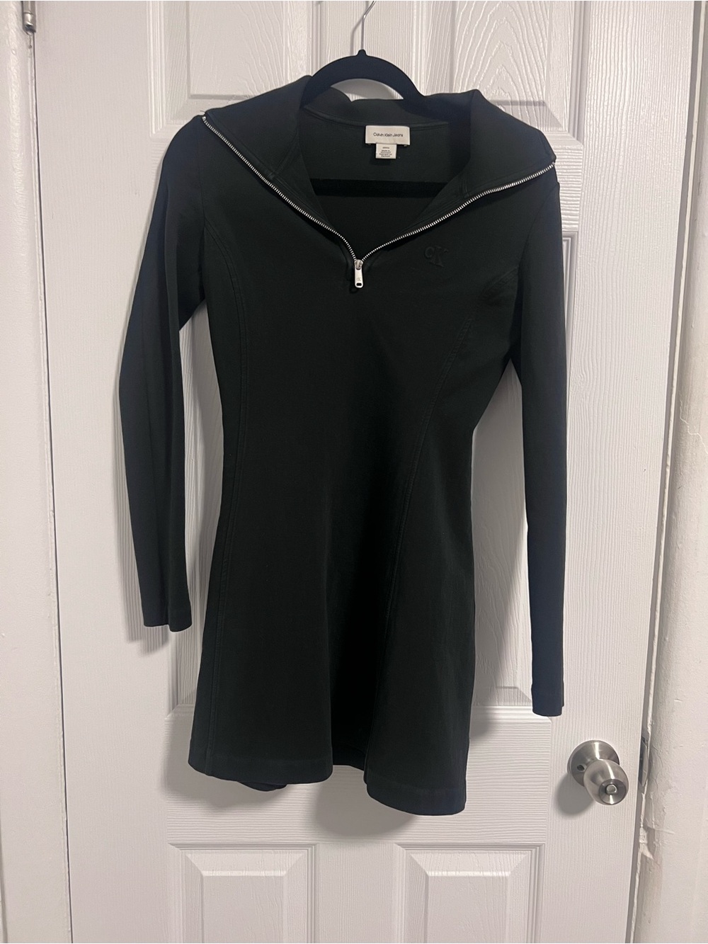 Calvin Klein Black Long-Sleeve Zip-Front Dress